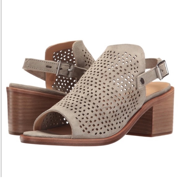 Rag & Bone Wyatt Perforated Suede Mid Heel Sandal, Sz 39 - Picture 1 of 11